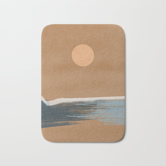 Sunset with minimal shapes on kraft paper Bath Mat Gallery Image 1