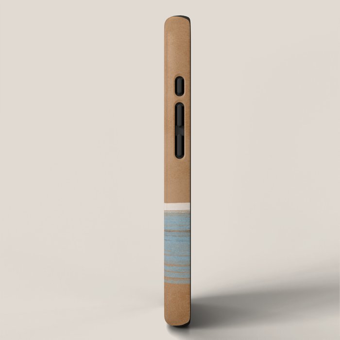 Sunset with minimal shapes on kraft paper iPhone Case Gallery Image 2
