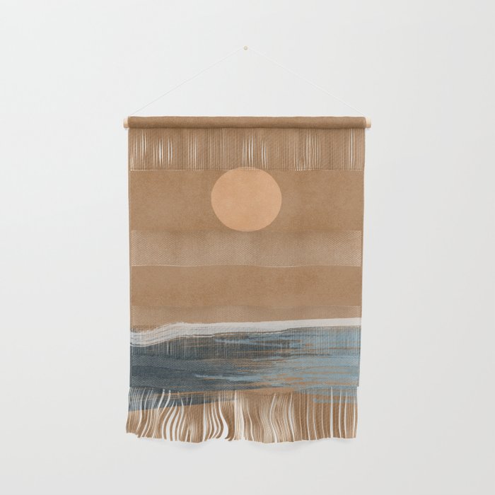 Sunset with minimal shapes on kraft paper Wall Hanging Gallery Image 1