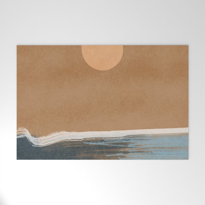 Sunset with minimal shapes on kraft paper Welcome Mat Gallery Image 1