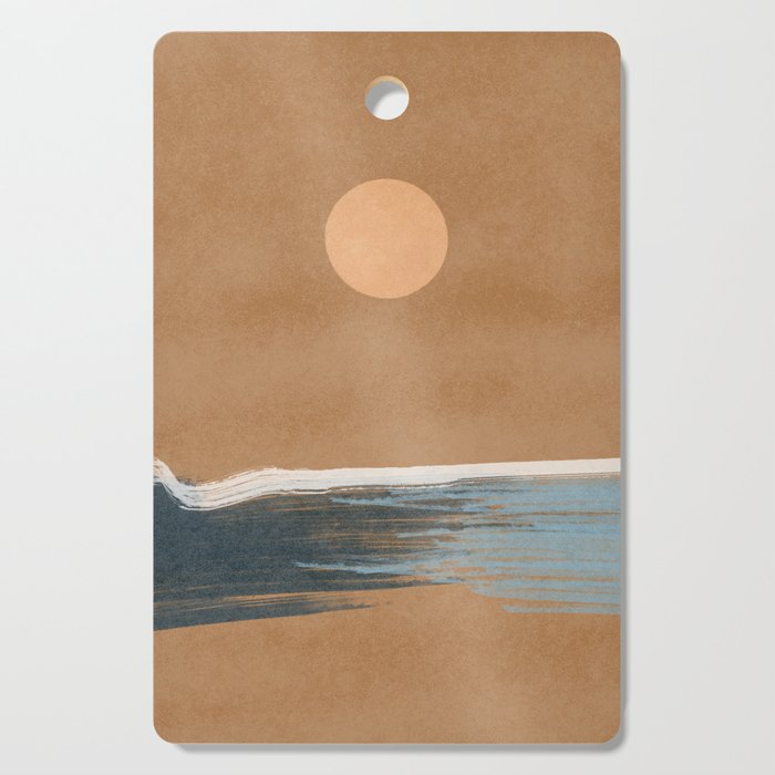 Sunset with minimal shapes on kraft paper Cutting Board Gallery Image 1