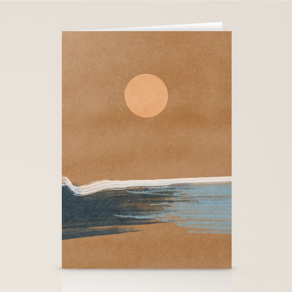 Sunset with minimal shapes on kraft paper Stationery Card Gallery Image 1