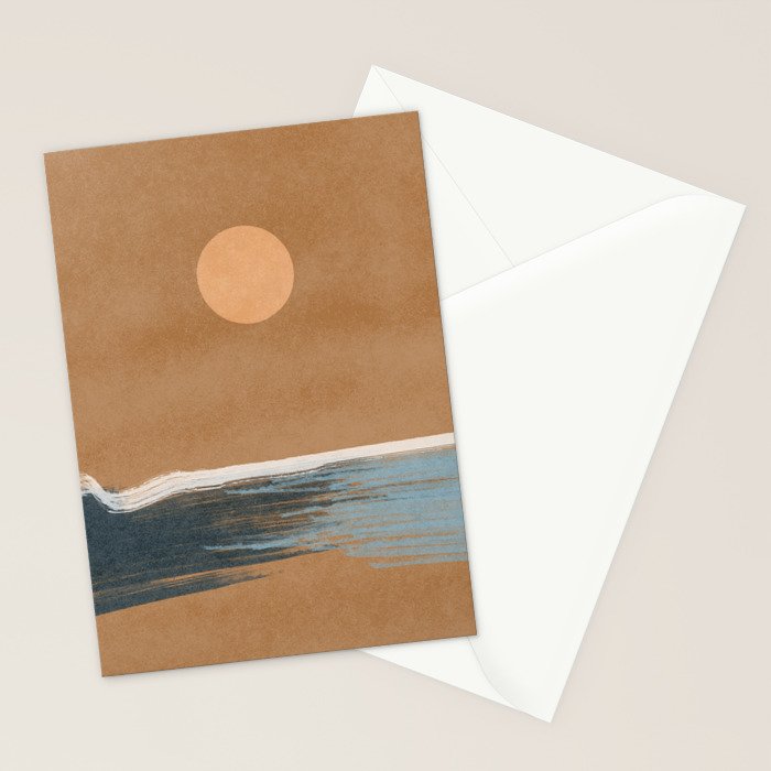 Sunset with minimal shapes on kraft paper Stationery Card Gallery Image 2