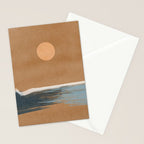 Sunset with minimal shapes on kraft paper Stationery Card Gallery Image 2