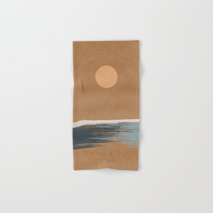Sunset with minimal shapes on kraft paper Bath Towel Gallery Image 1
