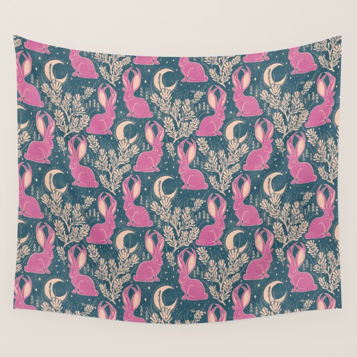 Jackalope - blue and purple  Wall Tapestry Gallery Image 4