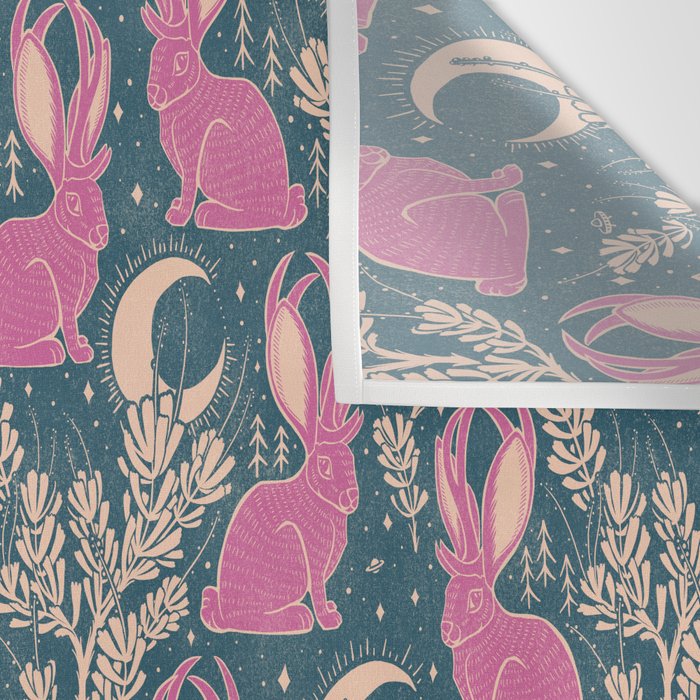 Jackalope - blue and purple  Wall Tapestry Gallery Image 3