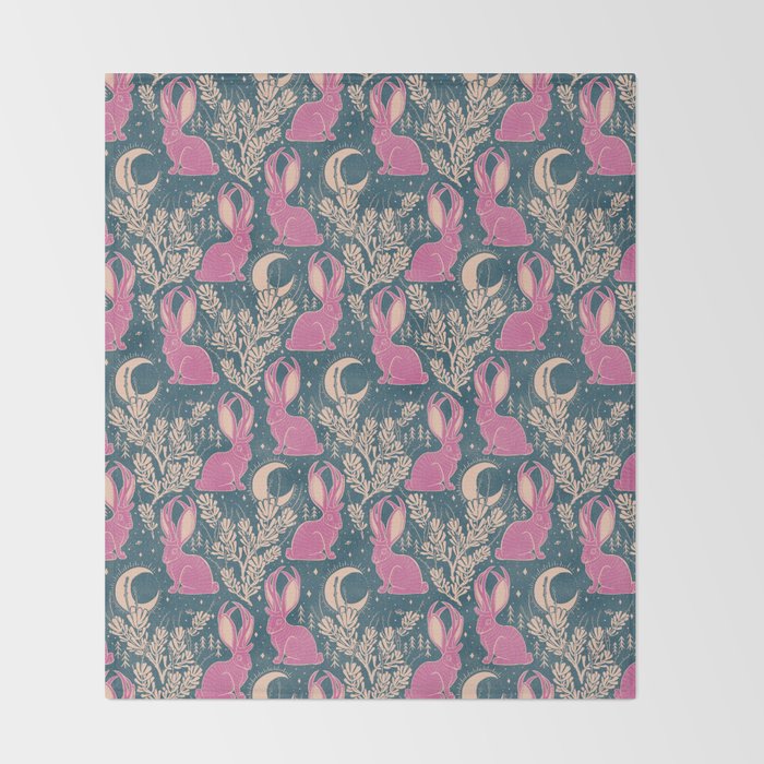 Jackalope - blue and purple  Throw Blanket Gallery Image 2
