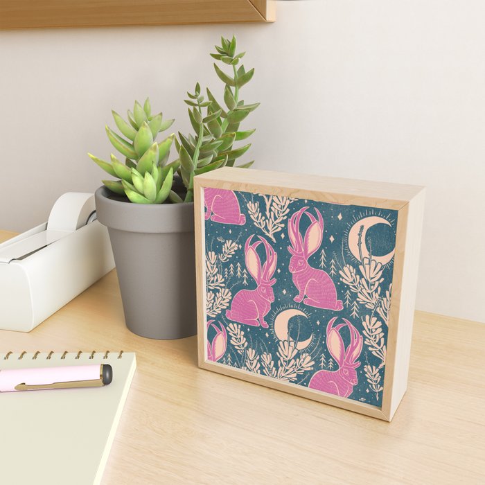 Jackalope - blue and purple  Mini Art Print Gallery Image 2