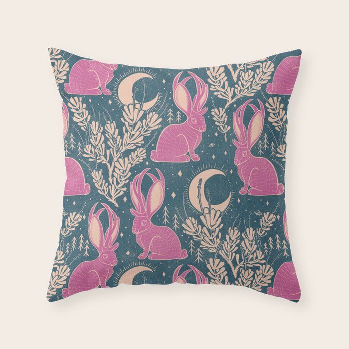 Jackalope - blue and purple  Throw Pillow Gallery Image 6