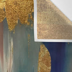 Gold Leaf & Indigo Blue Abstract Wall Tapestry Gallery Image 3