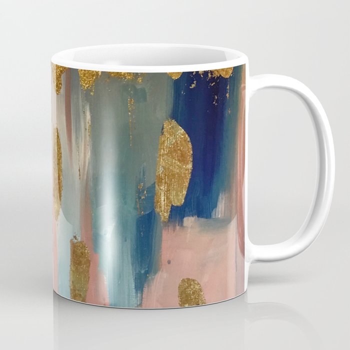 Gold Leaf & Indigo Blue Abstract Coffee Mug Gallery Image 1