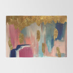 Gold Leaf & Indigo Blue Abstract Rug Gallery Image 2