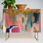 Gold Leaf & Indigo Blue Abstract Credenza Gallery Image 1