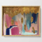 Gold Leaf & Indigo Blue Abstract Serving Tray Gallery Image 1
