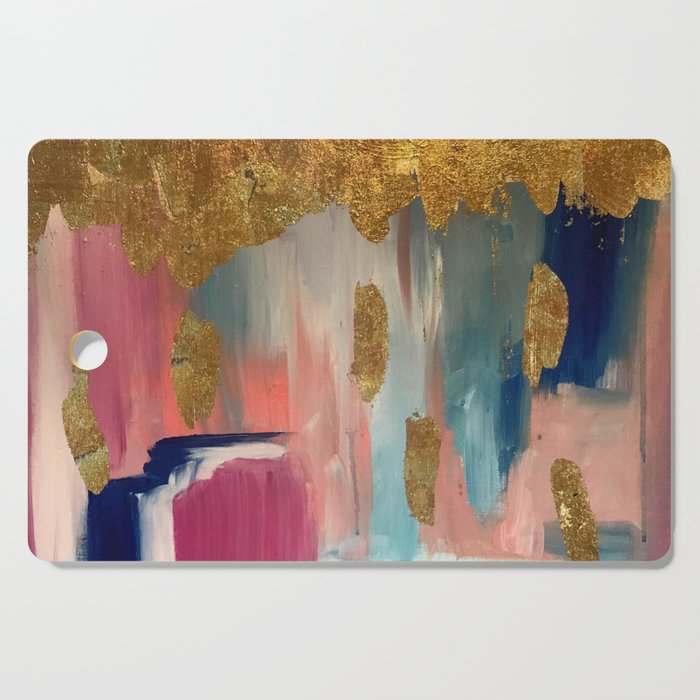 Gold Leaf & Indigo Blue Abstract Cutting Board Gallery Image 1