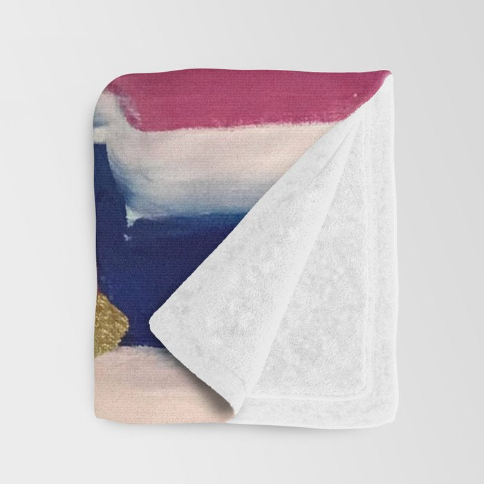 Gold Leaf & Indigo Blue Abstract Throw Blanket Gallery Image 3