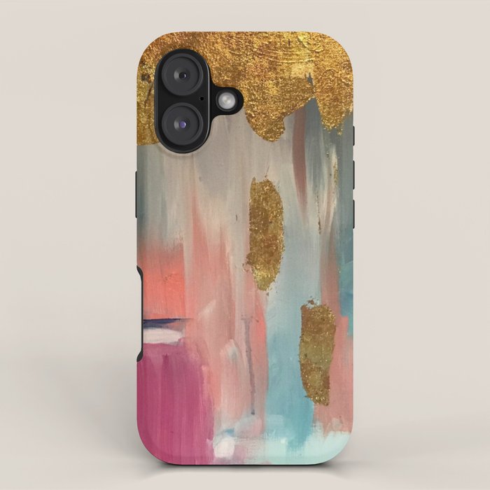 Gold Leaf & Indigo Blue Abstract iPhone Case Gallery Image 1