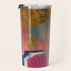 Gold Leaf & Indigo Blue Abstract Travel Mug Gallery Image 3