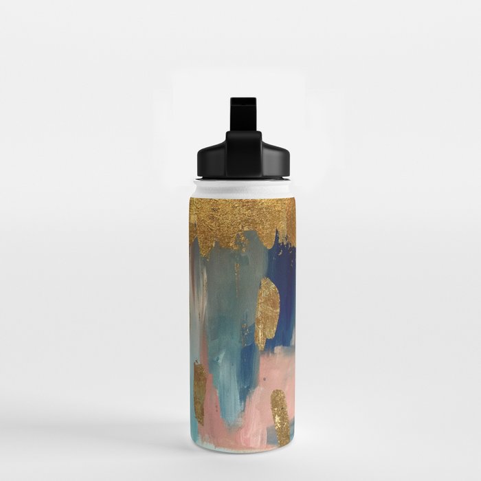 Gold Leaf & Indigo Blue Abstract Water Bottle Gallery Image 2