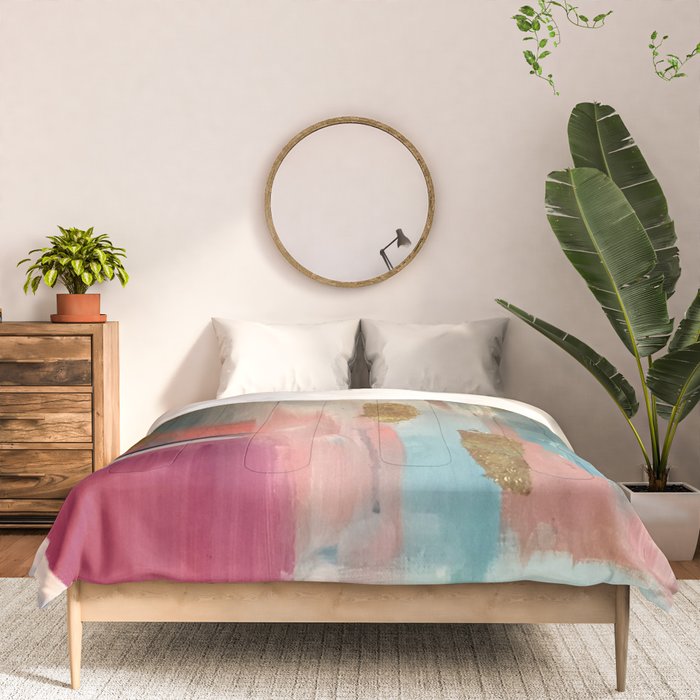 Gold Leaf & Indigo Blue Abstract Comforter Gallery Image 3