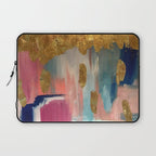 Gold Leaf & Indigo Blue Abstract Laptop Sleeve Gallery Image 1