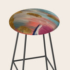 Gold Leaf & Indigo Blue Abstract Stool Gallery Image 2