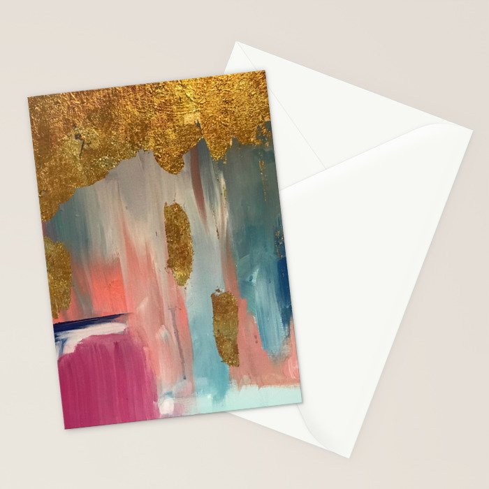 Gold Leaf & Indigo Blue Abstract Stationery Card Gallery Image 2