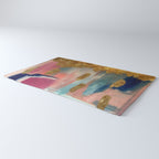 Gold Leaf & Indigo Blue Abstract Rug Gallery Image 3