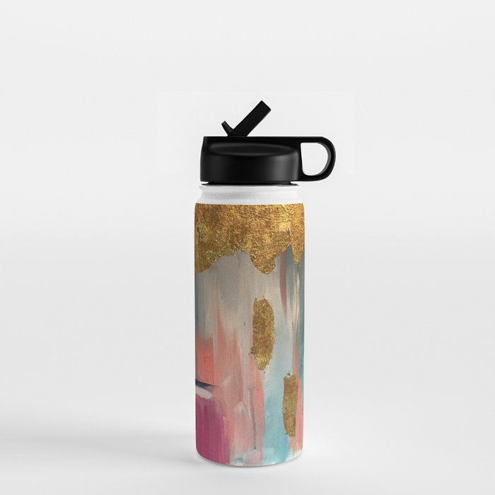 Gold Leaf & Indigo Blue Abstract Water Bottle Gallery Image 1