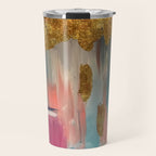 Gold Leaf & Indigo Blue Abstract Travel Mug Gallery Image 1