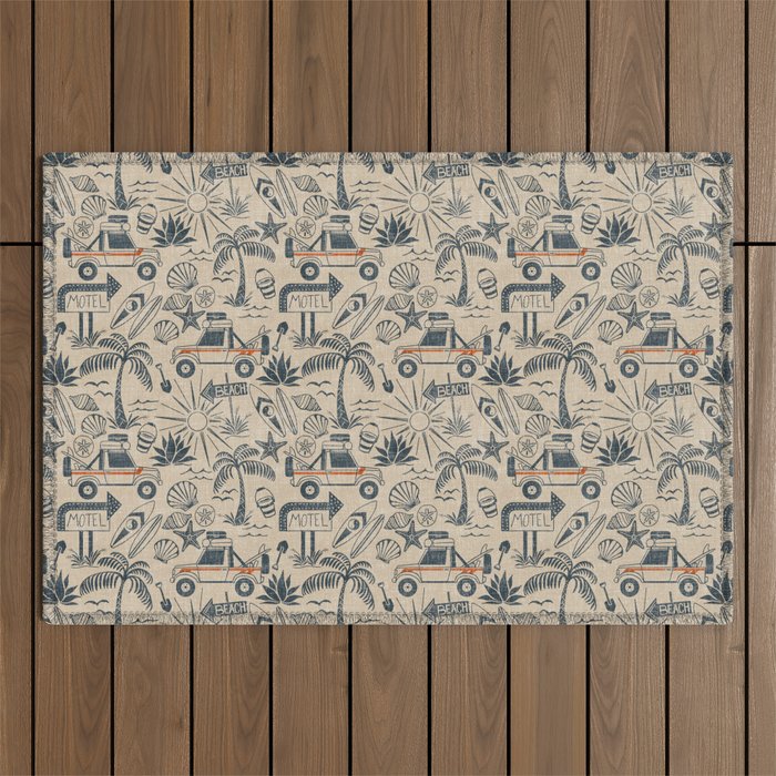 Baja - classic blue and red Outdoor Rug Gallery Image 1