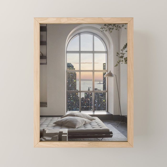 NEW YORK VIEW | city | window | view | building | aesthetic | bling | sparkle | shine | glitter  Mini Art Print Gallery Image 1