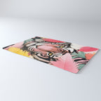 Miss Me? Tiger Portrait, Jungle Pose Tropical Nature Wildlife, Animals Wild Forest Eyes, Close-up Leopard Panther Cheetah Cats Pink Mixed Media Rug Gallery Image 3