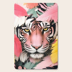 Miss Me? Tiger Portrait, Jungle Pose Tropical Nature Wildlife, Animals Wild Forest Eyes, Close-up Leopard Panther Cheetah Cats Pink Mixed Media Cutting Board Gallery Image 1