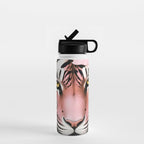 Miss Me? Tiger Portrait, Jungle Pose Tropical Nature Wildlife, Animals Wild Forest Eyes, Close-up Leopard Panther Cheetah Cats Pink Mixed Media Water Bottle Gallery Image 1
