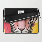 Miss Me? Tiger Portrait, Jungle Pose Tropical Nature Wildlife, Animals Wild Forest Eyes, Close-up Leopard Panther Cheetah Cats Pink Mixed Media Laptop Sleeve Gallery Image 2