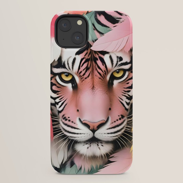 Miss Me? Tiger Portrait, Jungle Pose Tropical Nature Wildlife, Animals Wild Forest Eyes, Close-up Leopard Panther Cheetah Cats Pink Mixed Media iPhone Case Gallery Image 30