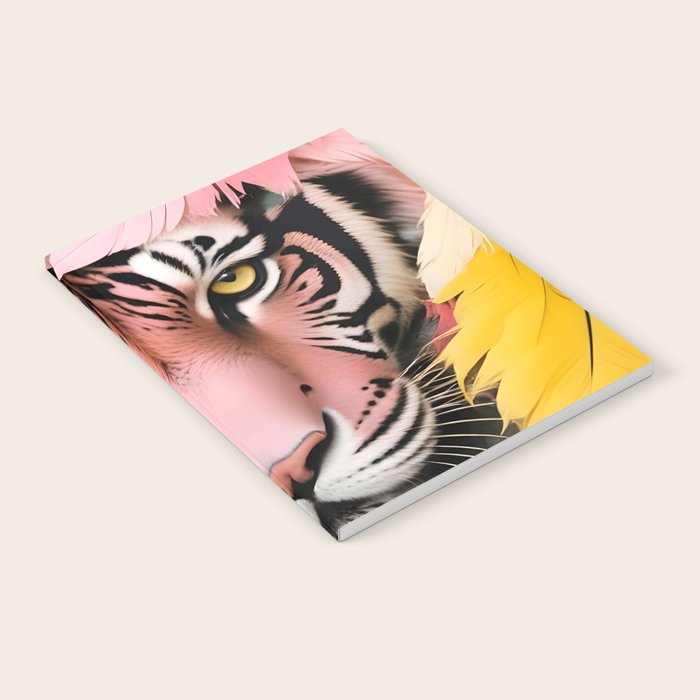 Miss Me? Tiger Portrait, Jungle Pose Tropical Nature Wildlife, Animals Wild Forest Eyes, Close-up Leopard Panther Cheetah Cats Pink Mixed Media Notebook Gallery Image 2
