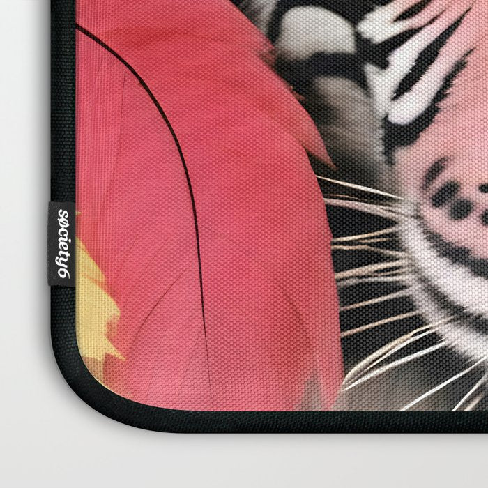 Miss Me? Tiger Portrait, Jungle Pose Tropical Nature Wildlife, Animals Wild Forest Eyes, Close-up Leopard Panther Cheetah Cats Pink Mixed Media Laptop Sleeve Gallery Image 3