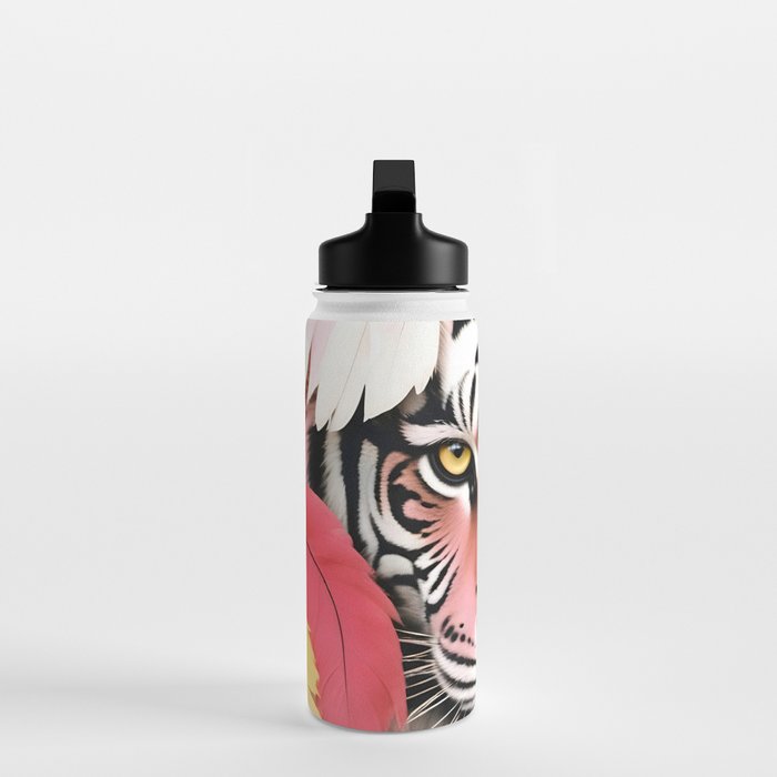 Miss Me? Tiger Portrait, Jungle Pose Tropical Nature Wildlife, Animals Wild Forest Eyes, Close-up Leopard Panther Cheetah Cats Pink Mixed Media Water Bottle Gallery Image 3
