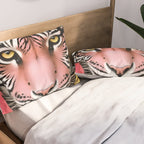 Miss Me? Tiger Portrait, Jungle Pose Tropical Nature Wildlife, Animals Wild Forest Eyes, Close-up Leopard Panther Cheetah Cats Pink Mixed Media Pillow Sham Gallery Image 2