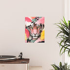 Miss Me? Tiger Portrait, Jungle Pose Tropical Nature Wildlife, Animals Wild Forest Eyes, Close-up Leopard Panther Cheetah Cats Pink Mixed Media Poster Gallery Image 2