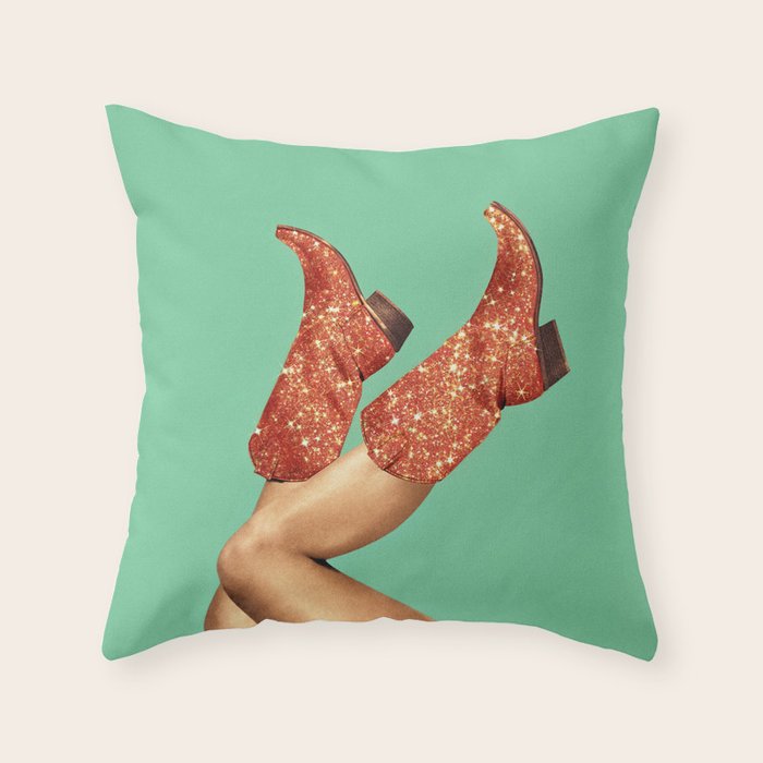 These Boots - Glitter Showgirl Orange Throw Pillow Gallery Image 6