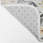 Horses and Flowers, Sunrise Floral, Cream, Horse Print, Horse Illustration, Pink and Yellow, Equestrian, Little Girls Bath Mat Gallery Image 2