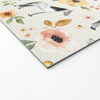 Horses and Flowers, Sunrise Floral, Cream, Horse Print, Horse Illustration, Pink and Yellow, Equestrian, Little Girls Welcome Mat Gallery Image 2