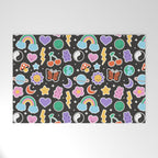 Fun retro cartoon doodle sticker pattern Welcome Mat Gallery Image 1