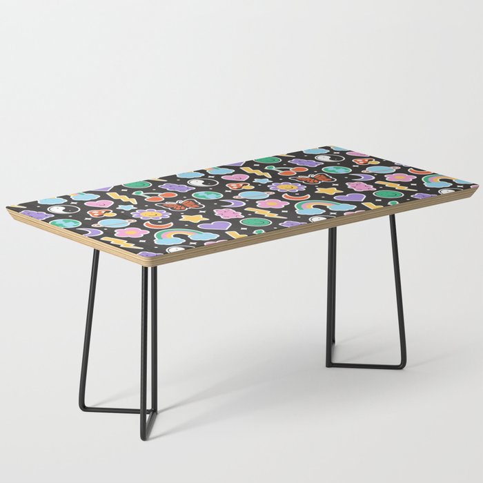 Fun retro cartoon doodle sticker pattern Coffee Table Gallery Image 1