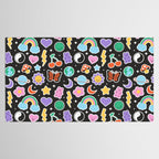 Fun retro cartoon doodle sticker pattern Tablecloth Gallery Image 2