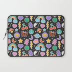 Fun retro cartoon doodle sticker pattern Laptop Sleeve Gallery Image 1